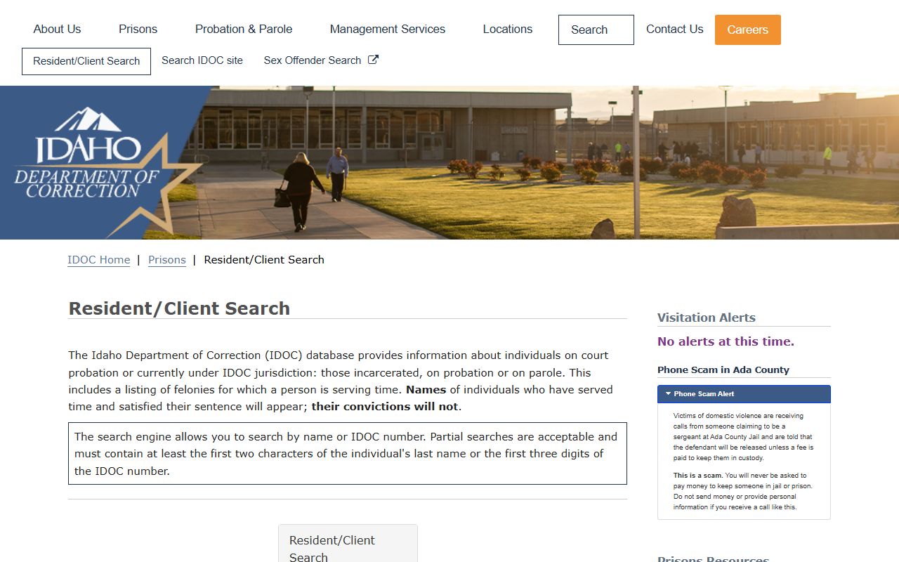Oneida County criminal court records IDOC resident client search