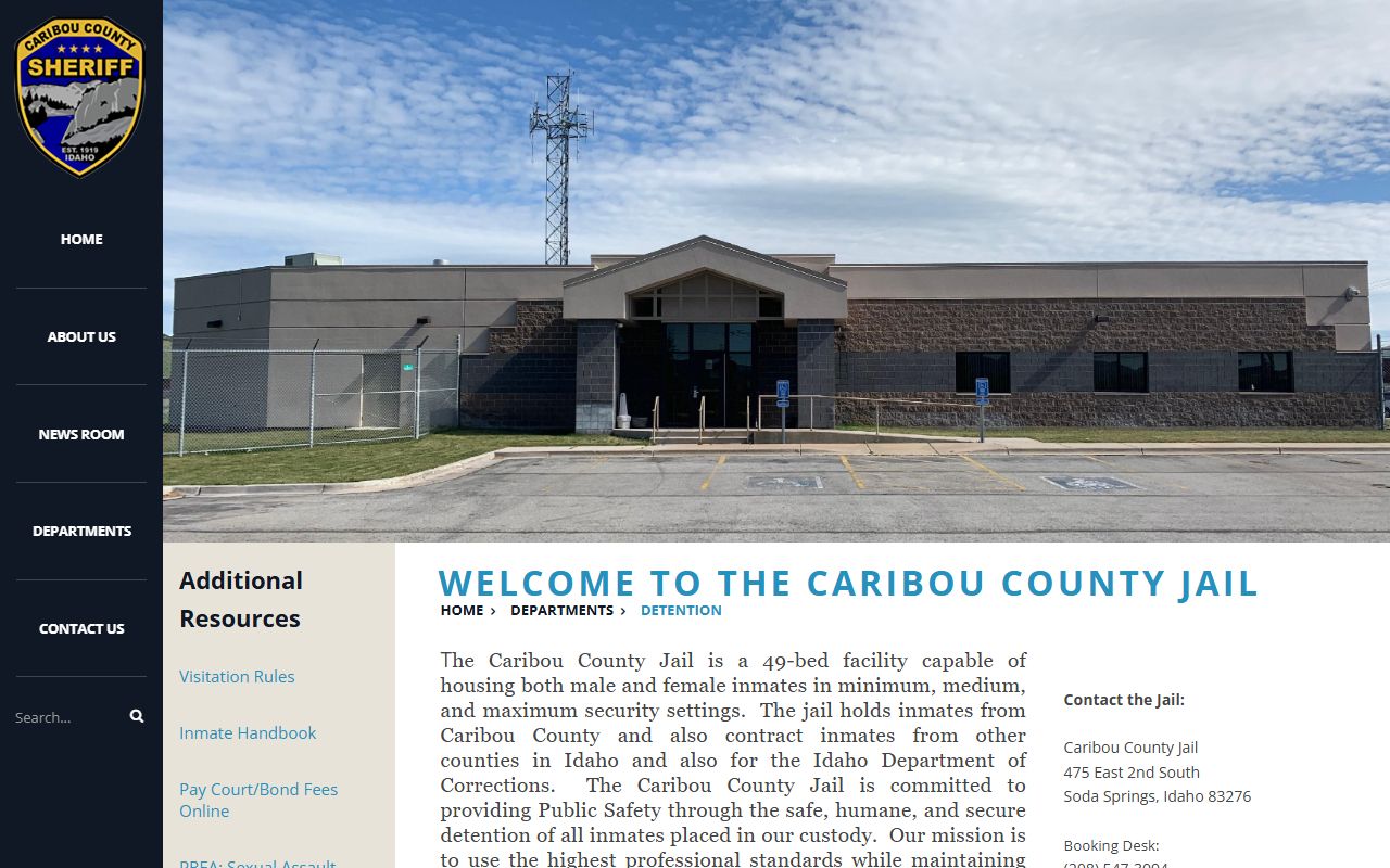 Oneida County inmate records Caribou County Jail detention page