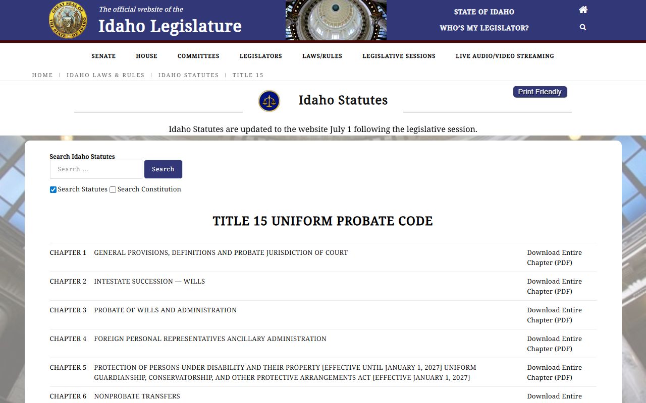 Oneida County probate records Idaho Title 15 probate statutes